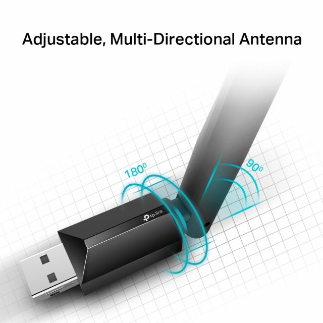 Wireless Adapter TP-LINK Archer T2U PLUS, AC600, Dual band, USB, externel antenna 5 dBi 