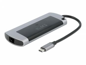 Докинг станция Delock USB-C, M.2 слот за SSD, HDMI, Gigabit LAN, 2xUSB-A, USB-C, Сива