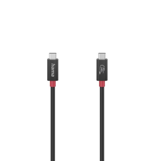 Кабел HAMA E-Marker чип USB-C мъжко - USB-C мъжко, 40 Gbit/s, 5 A, 240 W, 1 м, Черен 