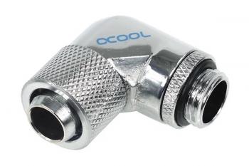 Alphacool 13/10 compression fitting 90° revolvable G1/4, Chrome