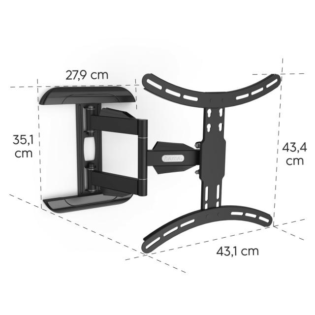 Hama TV Wall Bracket, Swivel, Tilt, Pull-out, 165 cm (65"), 220834 