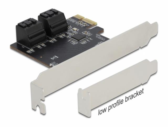 Карта Delock, PCI Express x1 към  4 port SATA, Low Profile 