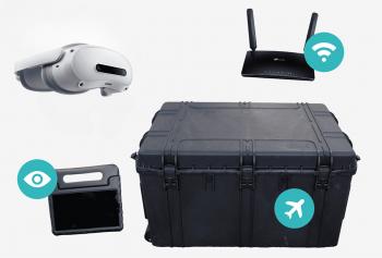 Set of 15 PICO Neo 3 VR headsets, case, router, tablet and accessories