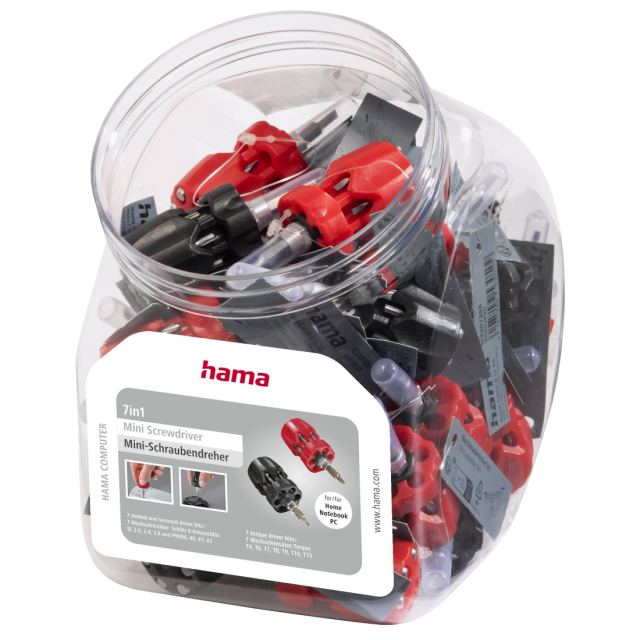 HAMA 7 Bit Screwdriver Red SL 2.0, 2.4, 3.0 & PH# 00, 0, 1, 2 