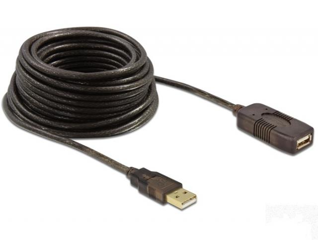 Удължителен кабел DeLock, USB-A мъжко - USB-A женско, USB 2.0, 5 м, Черен 