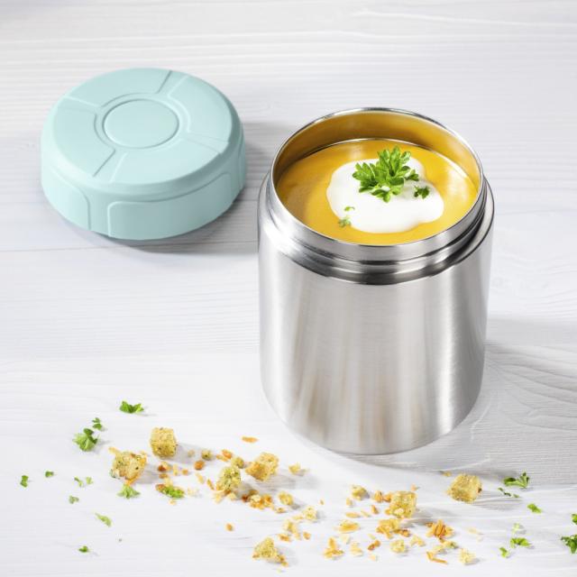 Xavax Stainless Steel Thermal Mug, 500 ml, Leak-proof Soup Mug, pastel blue 