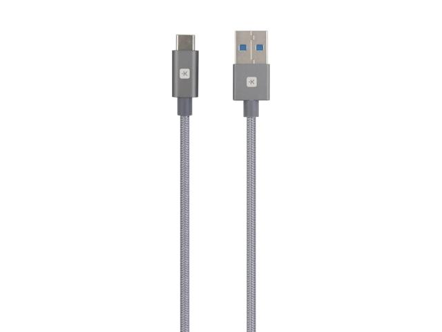 Кабел Skross, USB-A - USB-C, Метална оплетка, 1.20 м, Сив 