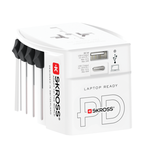 Адаптер SKROSS AC45PD, USB-A, USB-C, 1.302975, World, Бял 