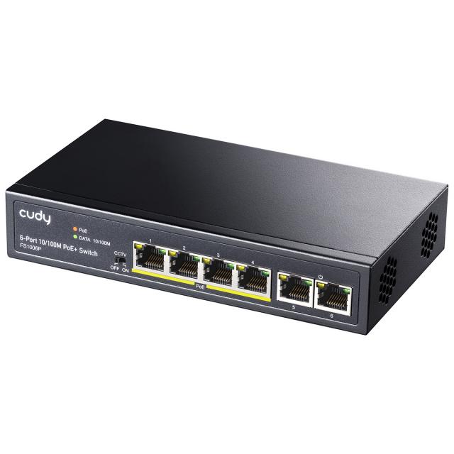 Суич Cudy FS1006P, 6 портов, 10/100, PoE+ Switch 