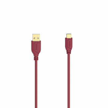 Hama Flexi-Slim Charging/Data Cable, USB Type-C - USB 2.0, 0.75 m, chilli peper