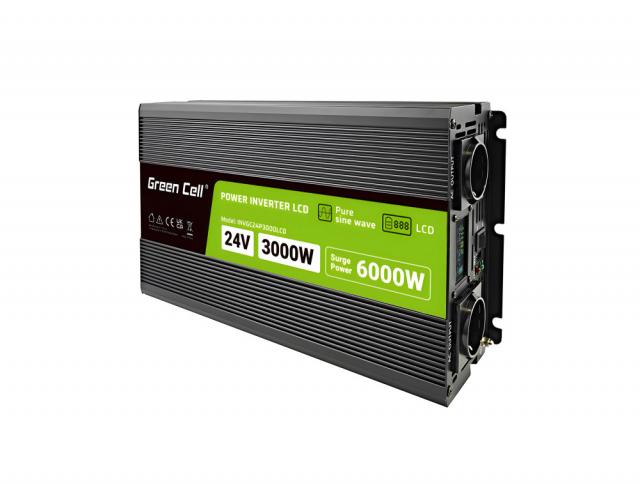 Inverter 24/220 V  DC/AC 3000W/6000W  Pure sine wave GREEN CELL 