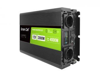 Инвертор GREEN CELL, 12/220V, DC/AC, 2000W/4000W, INVGCP2000LCD  LCD Чиста синусоида