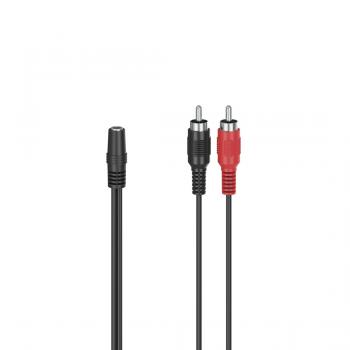 Audio Adapter  HAMA 205186, 2 RCA Male Plugs - 3.5 mm Female Jack Stereo, 0,12 m