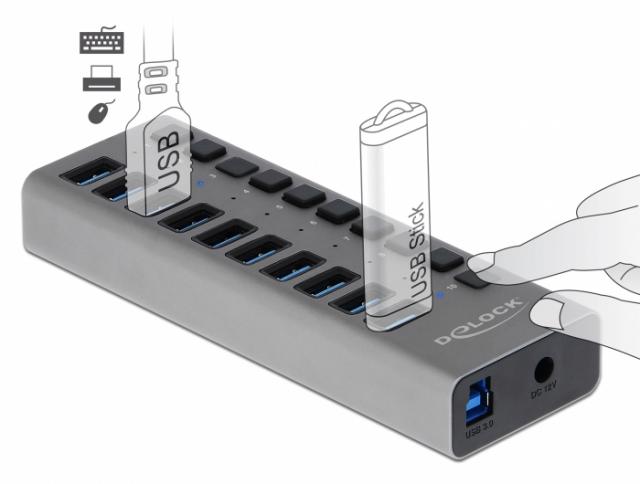 USB Hub with 10 Ports, DELOCK-63670 