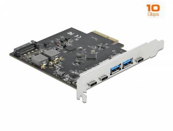 Контролер Delock PCI Express Card x4 -> 3 x USB-C + 2x USB-A 10Gbps