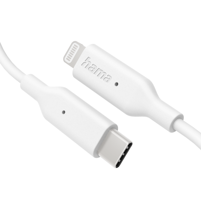 Кабел за зареждане/Дата HAMA, USB-C - Type-C/Lightning, 1м, бял 