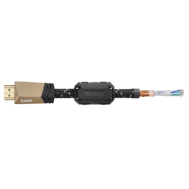 Кабел HAMA Premium, HDMI мъжко - HDMI мъжко, 1.5 м, Ферит, Позлатени конектори 