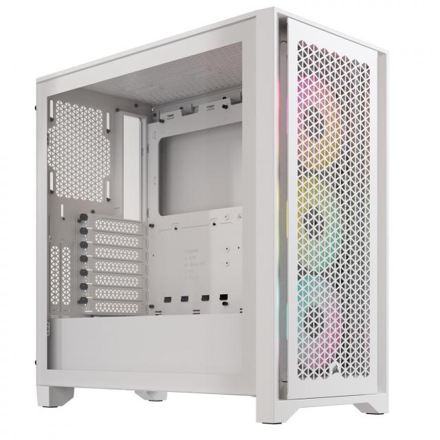 Кутия Corsair iCUE 4000D RGB Airflow Mid Tower, Tempered Glass, Бяла 