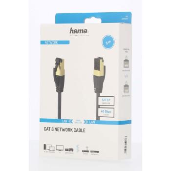 Мрежов пач кабел HAMA S/FTP, CAT 8, RJ-45 - RJ-45, 40Gbit/s, 5.0 m, Halogen-free, Черен 