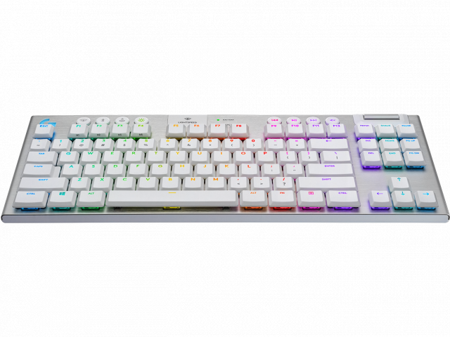 Безжична геймърска механична клавиатура Logitech, G915 TKL White Lightsync RGB, Tactile суичове 