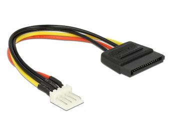 Кабел Delock Power Cable, SATA 15 pin receptacle - 4 pin floppy male, 15 см