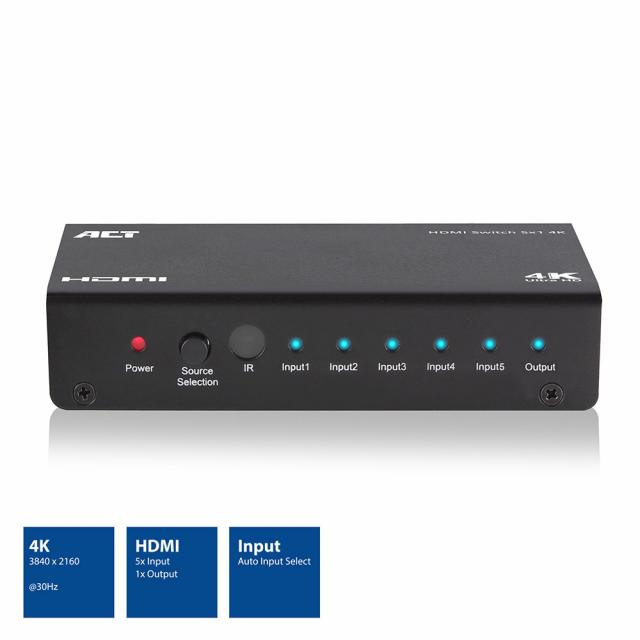 5x 1 HDMI switch, 3D and 4K support 