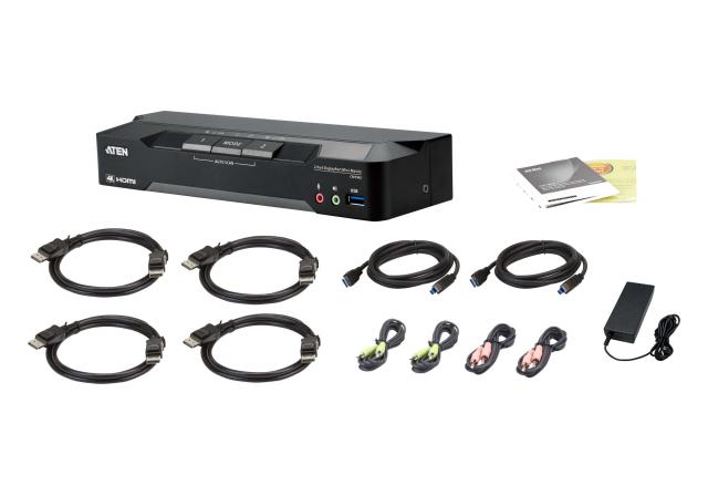 KVM switch ATEN CM1942, 2-ports, USB, HDMI, DisplayPort, Mini-Matrix Boundless 