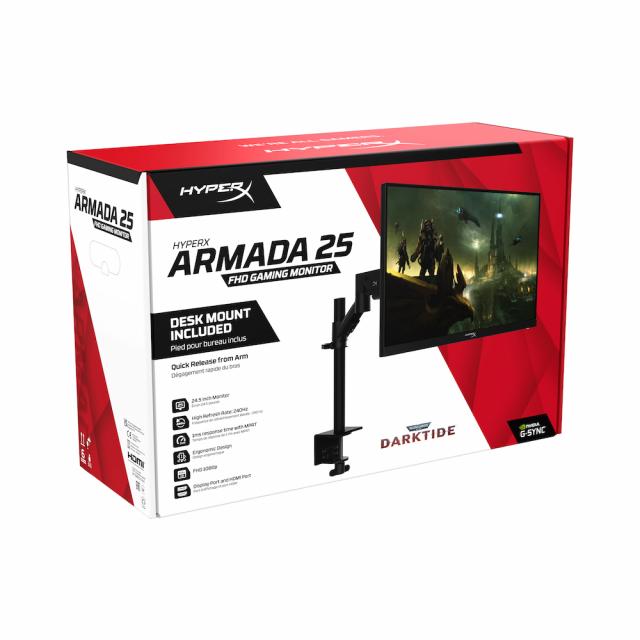 Монитор HyperX ARMADA 25 240Hz, IPS, 24.5 inch, Wide, Full HD, HDMI, DP, Черен 