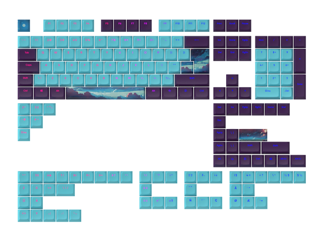 Keycaps Dark Project - Night Sky for ANSI & ISO Layout 