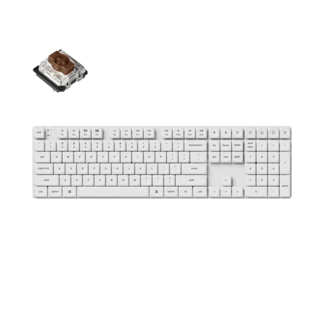 Геймърска механична клавиатура Keychron K5 Pro White QMK/VIA Full-Size Hot-Swappable Low-Profile Gateron Brown Switches RGB Backlight 