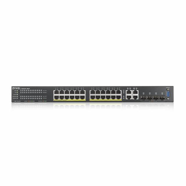 Суич ZyXEL GS-2220-28HP, 24 портов Layer2+, 24x Gigabit PoE + 4x Gigabit combo (RJ45/SFP), Управляем 