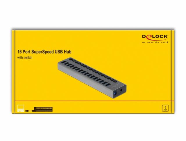 USB хъб Delock, 16 Ports, DELOCK-63739 