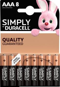 Алкална батерия LR03 AAA  8pk блистер SIMPLY MN2400   DURACELL