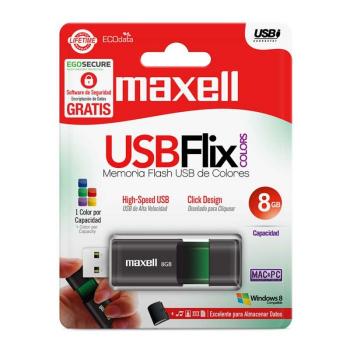 USB памет MAXELL FLIX, USB 2.0, 8GB, ЧЕРЕН