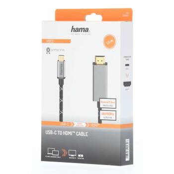 Кабел HAMA 200507, USB-C мъжко - HDMI мъжко, Ultra-HD, 4K@60 Hz, 1.5м, Черен 