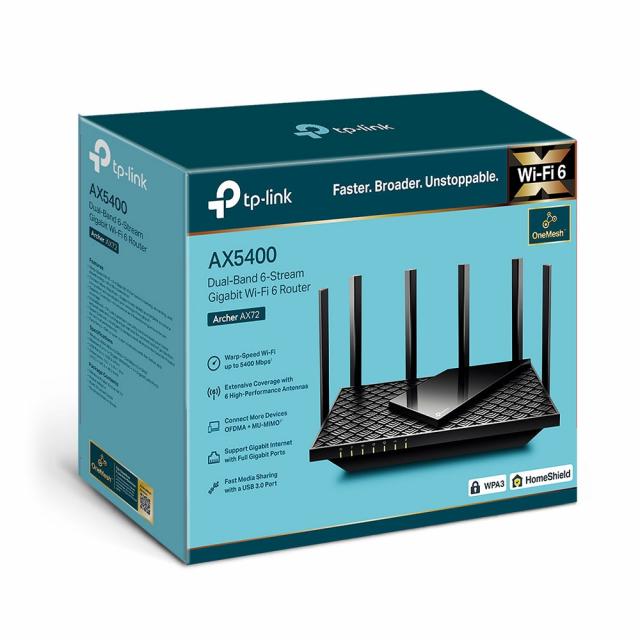 Wireless Router TP-Link Archer AX72, AX5400 Dual-Band Gigabit Wi-Fi 6 