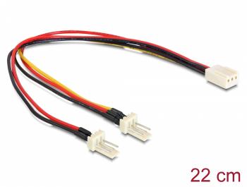 Delock Cable Molex 3 pin female > 2 x Molex 3 pin male (fan) 22 cm