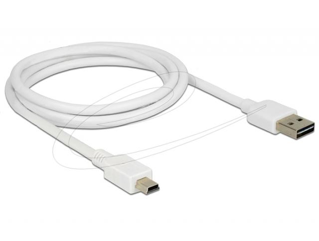 Delock Cable EASY-USB 2.0 Type-A male > USB 2.0 Type Mini-B male 1 m white 