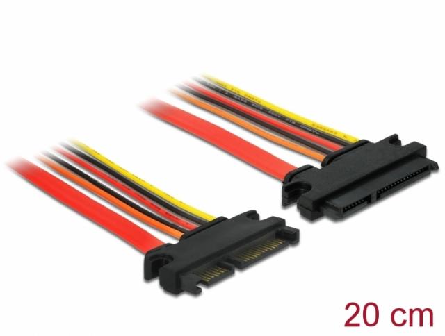 Delock Extension cable SATA 6 Gb/s 22 pin plug > SATA 22 pin receptacle (3.3 V + 5 V + 12 V) 20 cm 