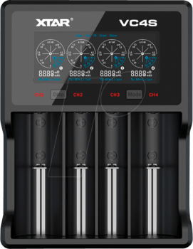 Charger  4 channel LCD display USB VC4SL, Universal Charger, LiIon & NIMH, 18650, CR123; AA, AAA  -  XTAR