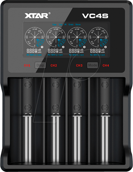 Зарядно у-во XTAR VC4SL, 4 гнезда, LCD дисплей, USB, LiIon & NIMH, 18650, CR123, AA, AAA  