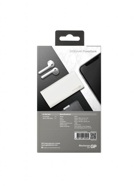 External battery GP GPB05, 5000 mAh, White 