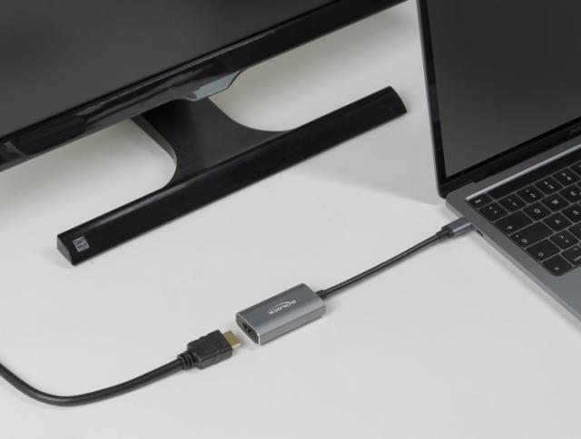 Адаптер Delock, USB-C мъжко - HDMI женско, Ultra HD, 8K, Сив 