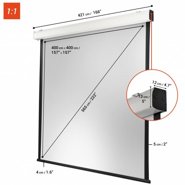 Electric projection screens CELEXON  Electric Expert XL 400 x 400 cm 1:1, matt white PVC 