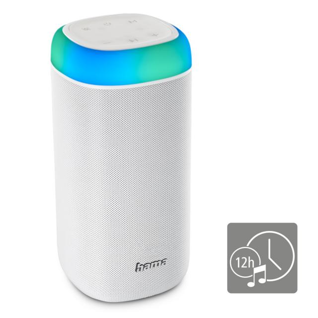 Hama "Shine 2.0" Bluetooth® Loudspeaker, LED, Splashproof, 30 W, white 