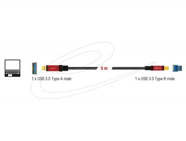 Delock USB 5 Gbps Cable Type-A male to USB 5 Gbps Type-B male 5 m Premium 