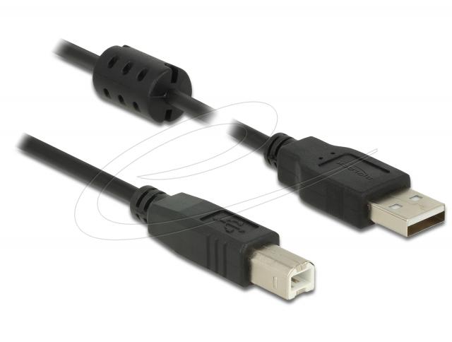 Cable Delock USB-A to USB-B, 1.0m, black 