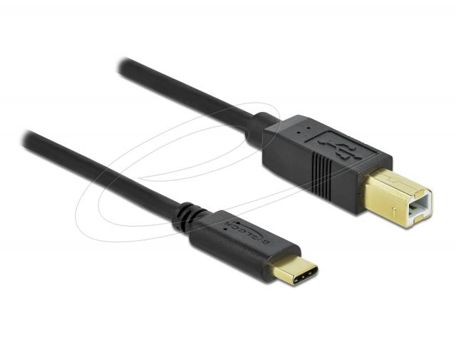 Delock USB 2.0 cable Type-C to Type-B 2 m, Black 