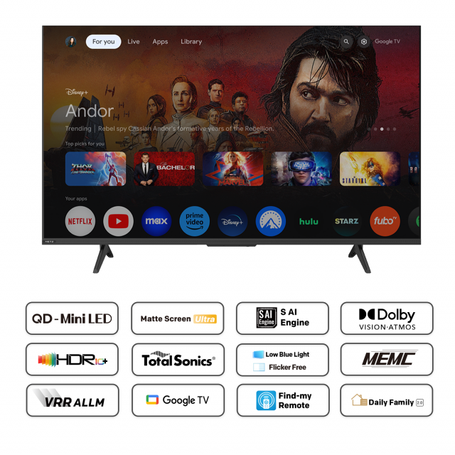 Телевизор METZ 55" 55MNH7000Z UHD 4K QD-Mini LED, Matte Screen Ultra, Google TV, Клас E 
