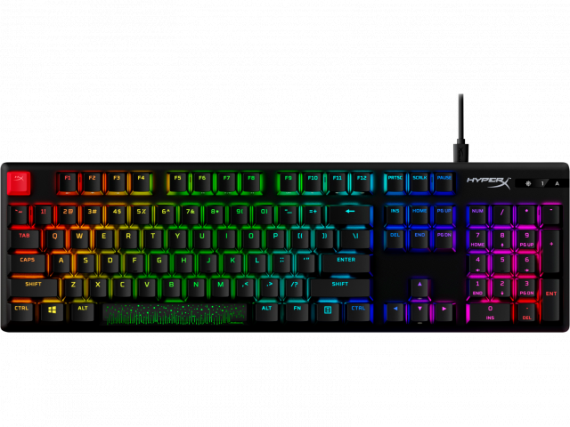 Геймърскa механична клавиатура HyperX Alloy Origins PBT, HyperX Aqua суичове, RGB, Черен 